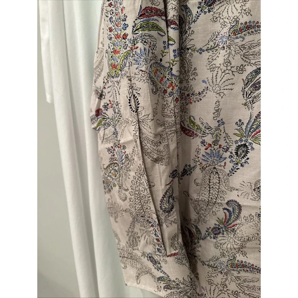 Alan Flusser Mens Floral Gray/W Multicolor Button Up Shirt XXL Long Sleeve NWOT